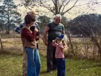 Thanksgiving at the Farm - Susan Hinton James (holding a cat and hiding Mary Van Ellenberg), Van Hinton & Winde Ellenberg